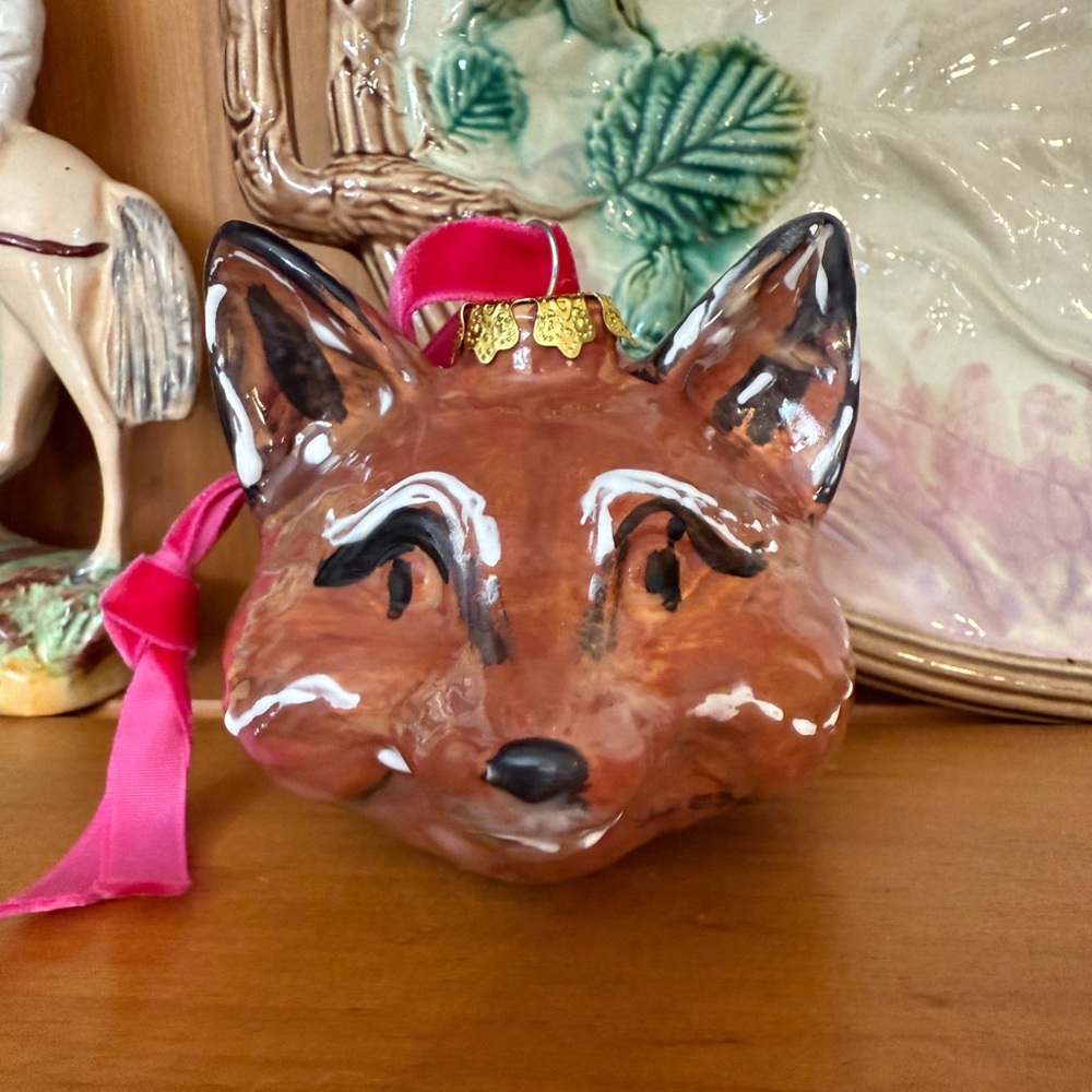 Vintage Ceramic Fox Head Ornament